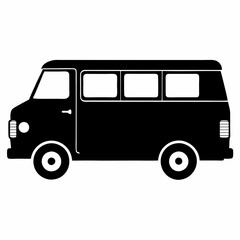 Van black silhouette vector illustration and white background