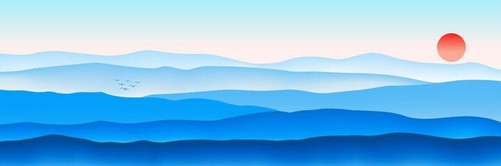 Gradient blue mountain background image