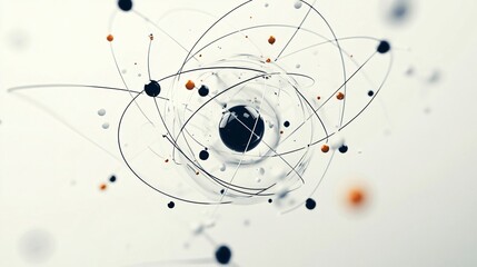 Abstract Atomic Structure: A 3D Render of Subatomic Particles and Energy Levels in Quantum Physics