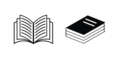 Book/open book icon. Thin line book icon vector illustration.