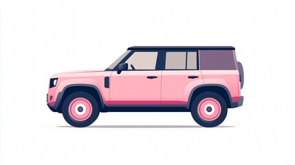 Naklejka premium Pink SUV: A Striking Illustration of a Modern Off-Road Vehicle