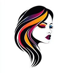 Design of fashion girl icon logo illustration isolated on white background