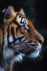 Obraz premium Majestic Sumatran Tiger Profile In Dark Setting