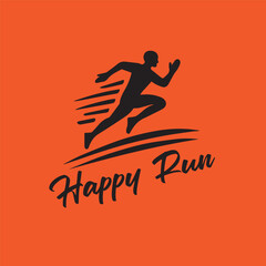 simple mountain and running logo