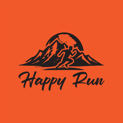 Fototapeta premium simple mountain and running logo