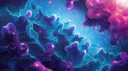 Abstract Nebula: Cosmic Lines & Glowing Forms