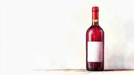 Obraz premium Elegant Bottle of Red Wine Resting on a Pristine White Background Highlighting Its Rich Color and Texture