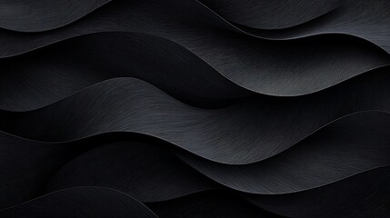 Fototapeta premium Abstract black wave patterns creating a textured background with smooth gradients and depth