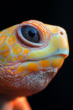 A Close Up View Of A Turtles Head And Eye
