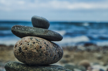 stack of stones on beach
