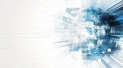 Abstract blue and white digital data structure illustration.