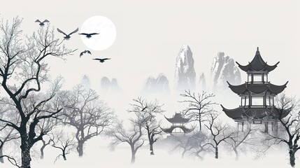 Chinese_landscape_wallpaper_Art_prints_Ancient