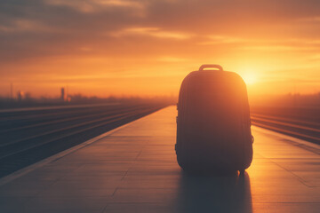 Sunrise Travel Bag on Platform Copy Space.