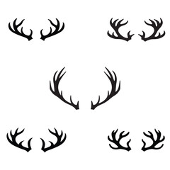 Naklejka premium Set of Deer Antlers silhouette Vector illustration, Antlers Clipart Design 
