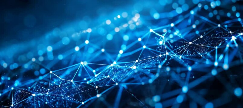 Abstract virtual digital network structure cyberspace. Generative video AI technology.	
