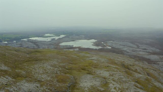 Vast panoramic views from Mullaghmore Hill. Burren National Park, County Clare