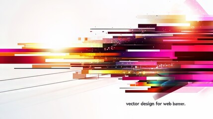 Abstract vibrant vector design for web banners with colorful stripes and glowing effects.