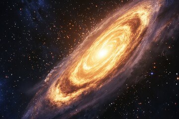 Obraz premium Fiery Spiral Galaxy in a Dark Expanse of Space
