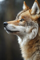 Fototapeta premium Majestic Wolf Profile Against A Dark Background
