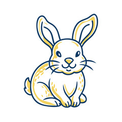 Fototapeta premium Cute rabbit illustration sitting quietly, whimsical charm