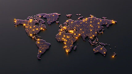 Illuminated Global Map World Connectivity International Network Digital Globalization