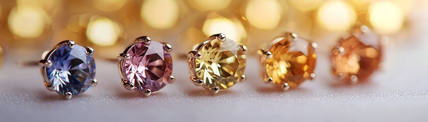 A collection of stunning gemstones reflecting vibrant colors in an elegant arrangement, perfect for jewelry design.