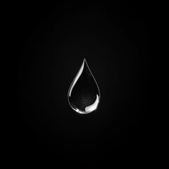 A single water droplet against a black background