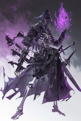 Skeletal Figure with Purple Magic