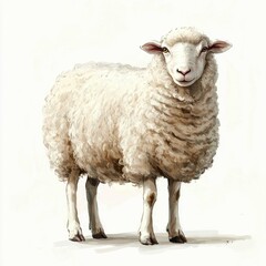 Fototapeta premium A Fluffy Sheep in a Pastoral Setting: A Captivating Image of Tranquil Countryside Charm