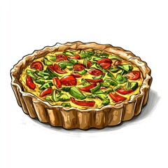 A Savory Delight: Homemade Vegetable Quiche Recipe.  This mouthwatering quiche is bursting with fresh tomatoes and peppers, baked to perfection in a flaky crust.