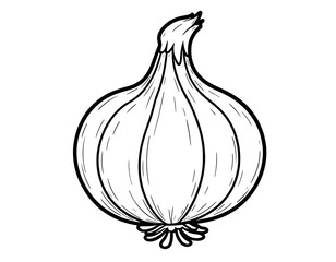 Single Onion Line Drawing Vegetable Illustration