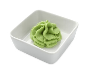 Hot wasabi paste in bowl isolated on white