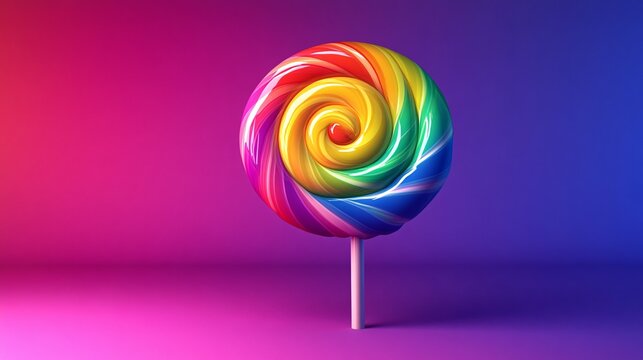 A cartoon rainbow swirl resembling a spinning lollipop