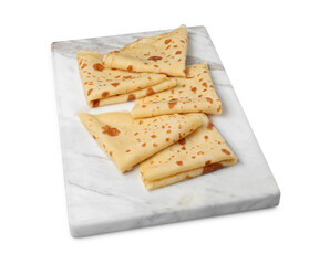 Delicious fresh folded crepes isolated on white
