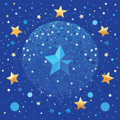 Obraz premium Soft star and blue glitter create a playful festive vibe.