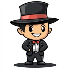 Obraz premium Adorable Cartoon Magician Boy Illustration: A Whimsical and Playful Character Design