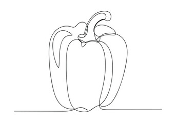 Continuous One-Line Drawing of Capsicum - Minimalist Vegetable Art