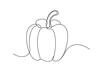 Continuous One-Line Drawing of Capsicum - Minimalist Vegetable Art