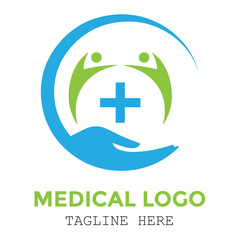 Eco health care hospital and medical pharmacy expert logo modern design