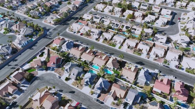 Aerial View of Residential Suburb in Las Vegas with Modern Housing Layout
