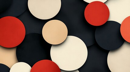 Abstract composition of overlapping circles in various colors on a dark background