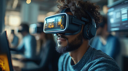 a man wearing a virtual headset
