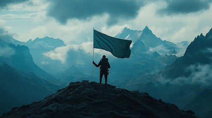 Obraz premium Adventurous spirit in breathtaking mountain landscape