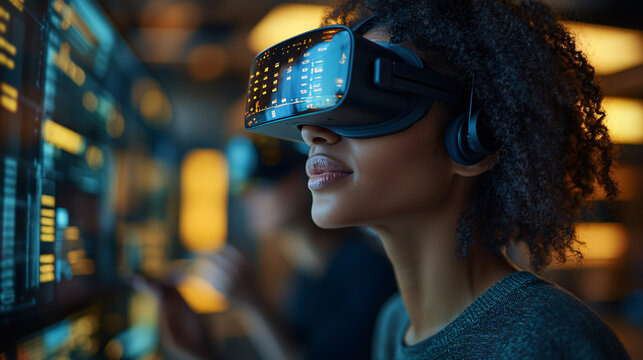 a woman wearing a virtual virtual virtual virtual
