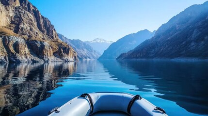 Calm Mountain Lake View from Boat