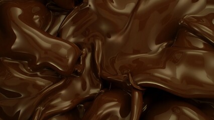 Melted Liquid Chocolate Splashing, Top View Composition.
