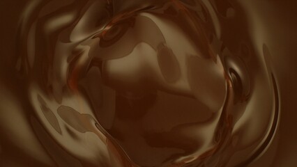 Melted Liquid Chocolate Splashing, Top View Composition.