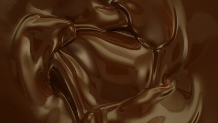 Melted Liquid Chocolate Splashing, Top View Composition.