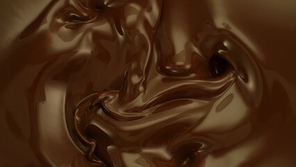 Melted Liquid Chocolate Splashing, Top View Composition.
