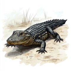 Naklejka premium American Alligator in its Natural Habitat: A Detailed Look at this Majestic Reptile